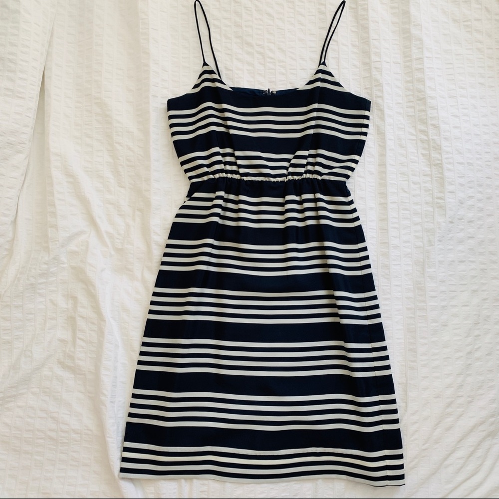 J Crew Navy & White Striped Dress